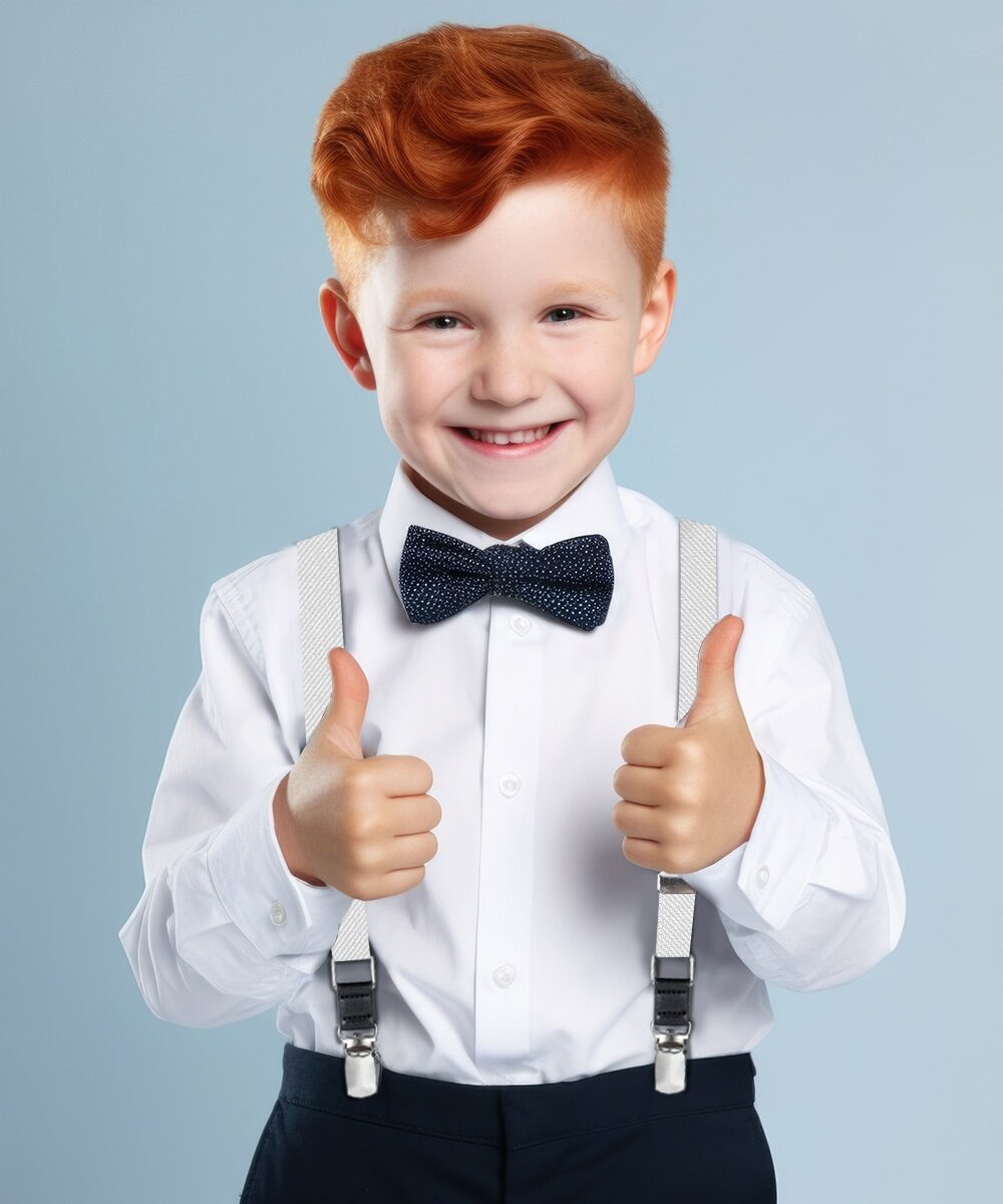 Boy's Solid Silver Clip End Suspender by Vittorio Farina (boys - suspender - white) for Independent Retail Stores by Dubal Brothers