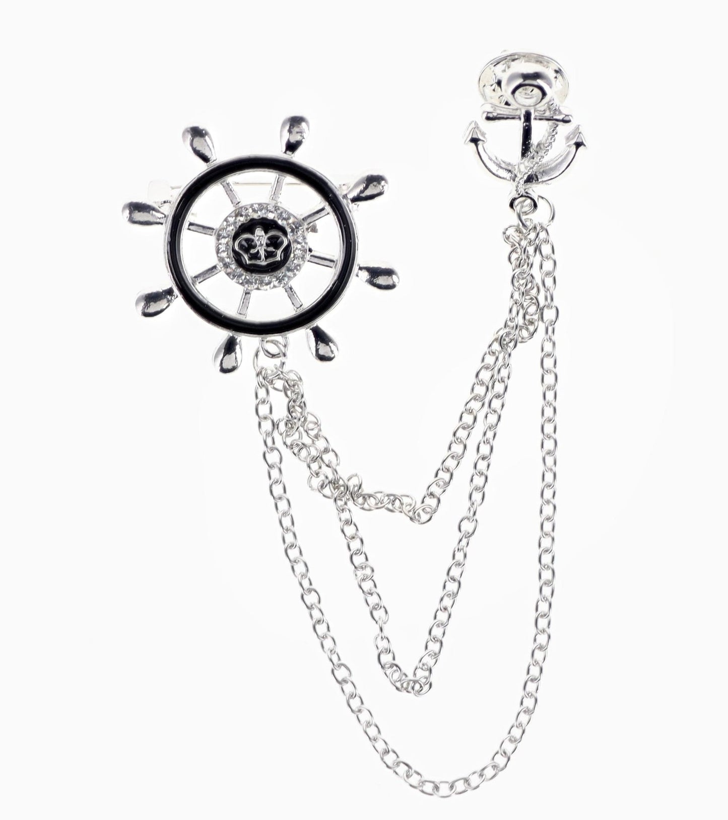 Brooch in a Gift Box by Vittorio Vico (brooch - shipwheel - silver) for Independent Retail Stores by Dubal Brothers