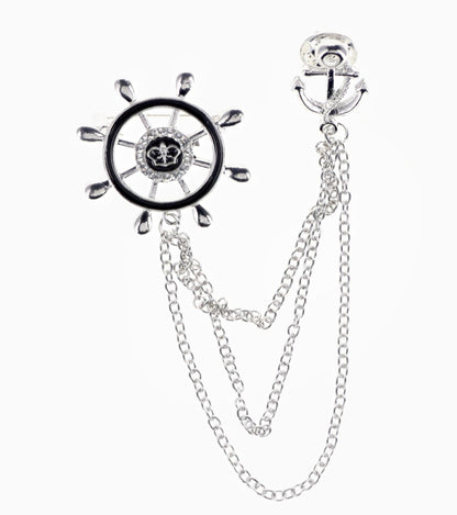 Brooch in a Gift Box by Vittorio Vico (brooch - shipwheel - silver) for Independent Retail Stores by Dubal Brothers