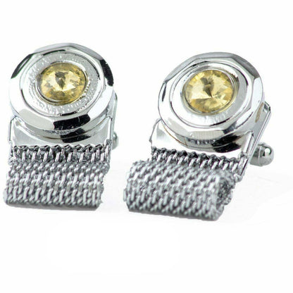 Vittorio Vico Gemelos de cadena de cristal redondos de colores vibrantes en engaste redondo