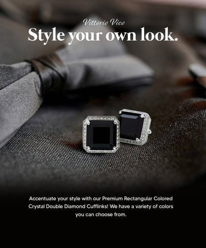 Vittorio Vico Large Big Square Crystal Colorstone Cufflinks: CL 70XX Series - CL - 7001 - Classy Cufflinks