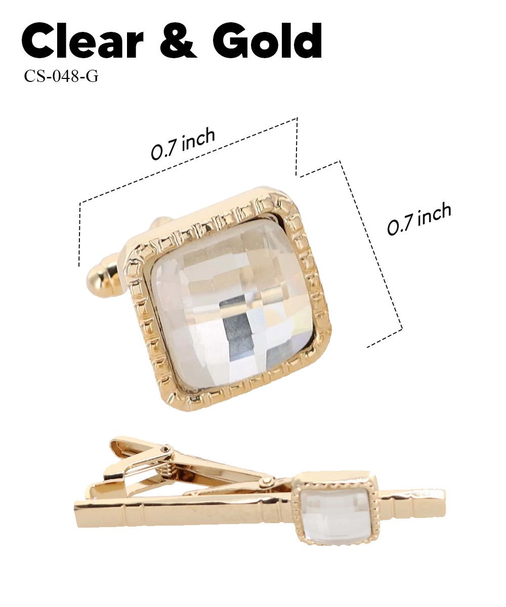 Colorstone Cufflinks & Tie Bar Set in a Box by Vittorio Vico (cs - 048 - g) for Independent Retail Stores by Dubal Brothers