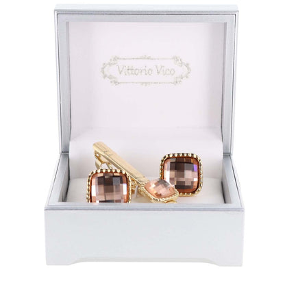 Colorstone Cufflinks & Tie Bar Set in a Box by Vittorio Vico (cs - 048 - g) for Independent Retail Stores by Dubal Brothers