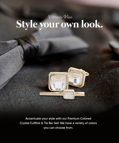 Colorstone Cufflinks & Tie Bar Set in a Box by Vittorio Vico (cs - 048 - g) for Independent Retail Stores by Dubal Brothers