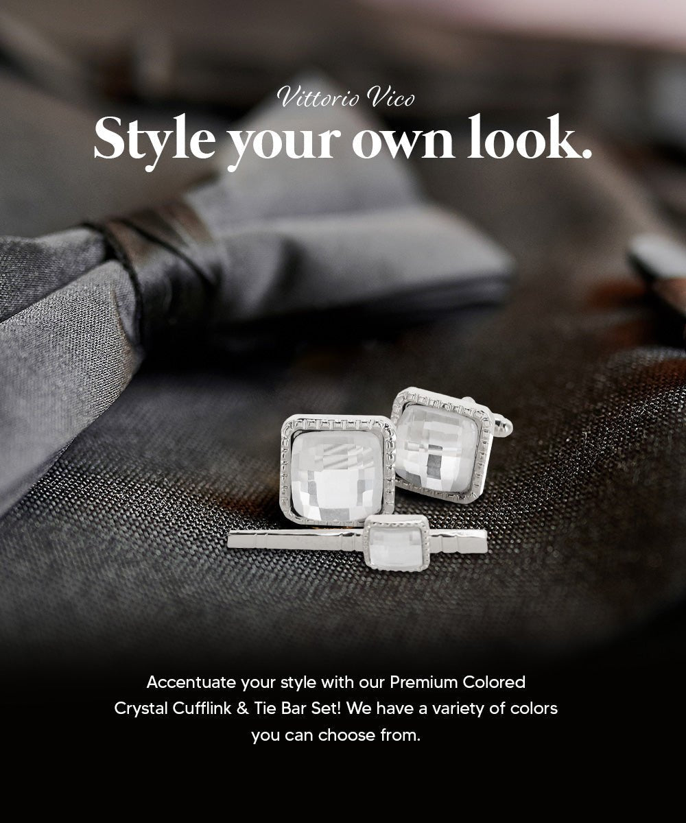Colorstone Cufflinks & Tie Bar Set in a Box by Vittorio Vico (cs - 048 - s) for Independent Retail Stores by Dubal Brothers