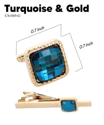 Colorstone Cufflinks & Tie Bar Set in a Box by Vittorio Vico (cs - 049 - g) for Independent Retail Stores by Dubal Brothers