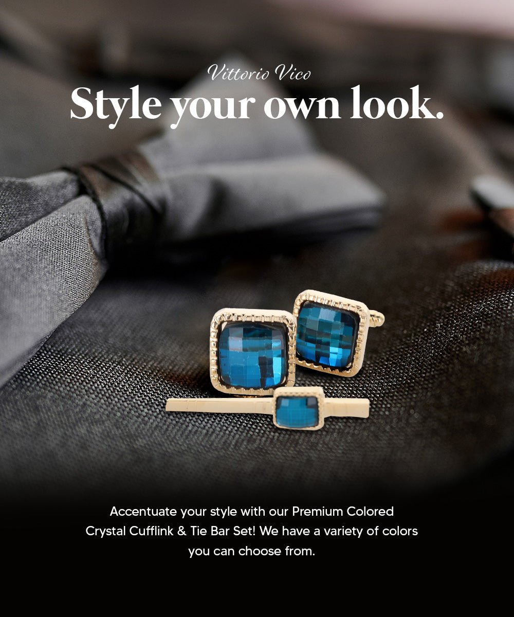 Colorstone Cufflinks & Tie Bar Set in a Box by Vittorio Vico (cs - 049 - g) for Independent Retail Stores by Dubal Brothers
