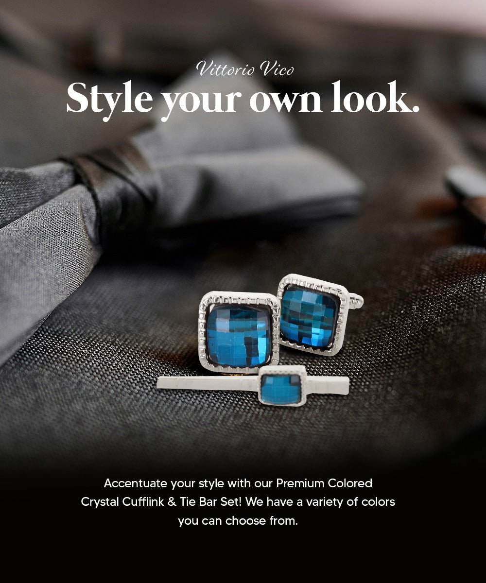 Colorstone Cufflinks & Tie Bar Set in a Box by Vittorio Vico (cs - 049 - s) for Independent Retail Stores by Dubal Brothers