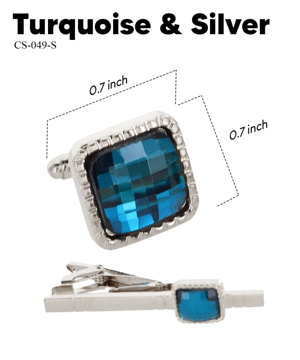 Colorstone Cufflinks & Tie Bar Set in a Box by Vittorio Vico (cs - 049 - s) for Independent Retail Stores by Dubal Brothers