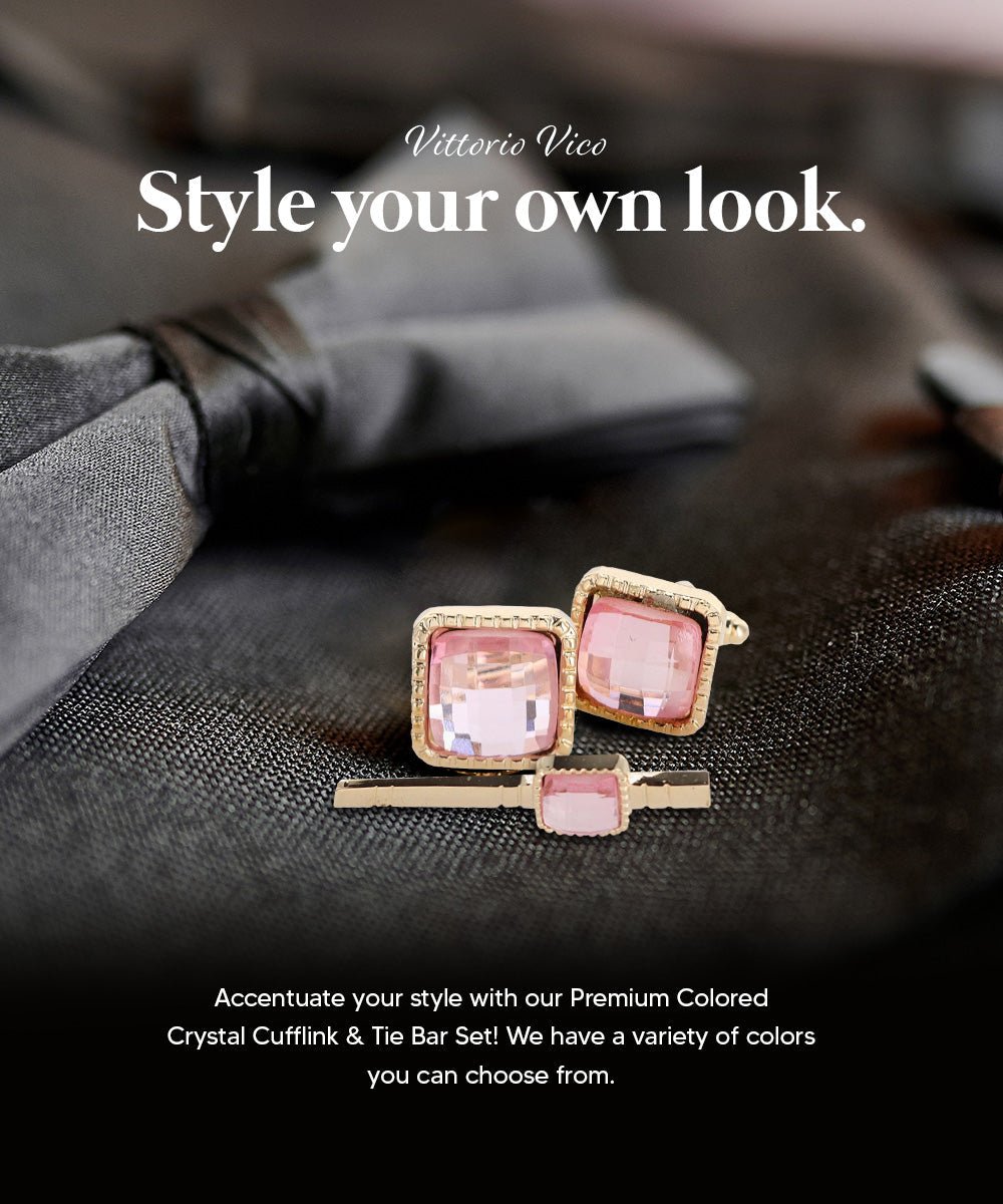 Colorstone Cufflinks & Tie Bar Set in a Box by Vittorio Vico (cs - 050 - g) for Independent Retail Stores by Dubal Brothers