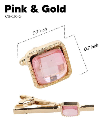 Colorstone Cufflinks & Tie Bar Set in a Box by Vittorio Vico (cs - 050 - g) for Independent Retail Stores by Dubal Brothers