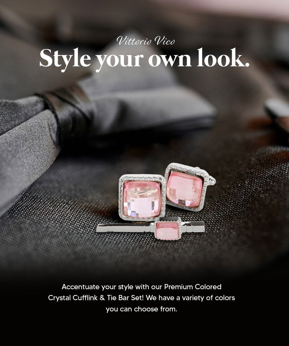 Colorstone Cufflinks & Tie Bar Set in a Box by Vittorio Vico (cs - 050 - s) for Independent Retail Stores by Dubal Brothers