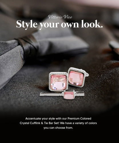 Colorstone Cufflinks & Tie Bar Set in a Box by Vittorio Vico (cs - 050 - s) for Independent Retail Stores by Dubal Brothers
