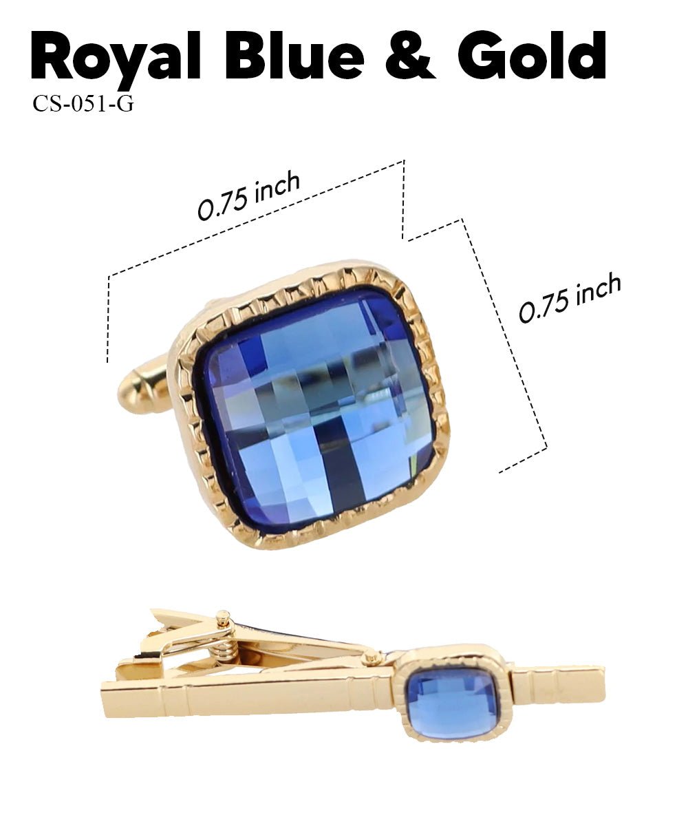 Colorstone Cufflinks & Tie Bar Set in a Box by Vittorio Vico (cs - 051 - g) for Independent Retail Stores by Dubal Brothers