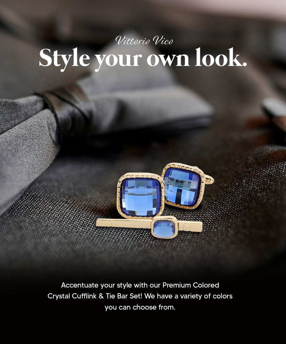 Colorstone Cufflinks & Tie Bar Set in a Box by Vittorio Vico (cs - 051 - g) for Independent Retail Stores by Dubal Brothers