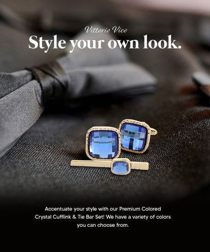 Colorstone Cufflinks & Tie Bar Set in a Box by Vittorio Vico (cs - 051 - g) for Independent Retail Stores by Dubal Brothers