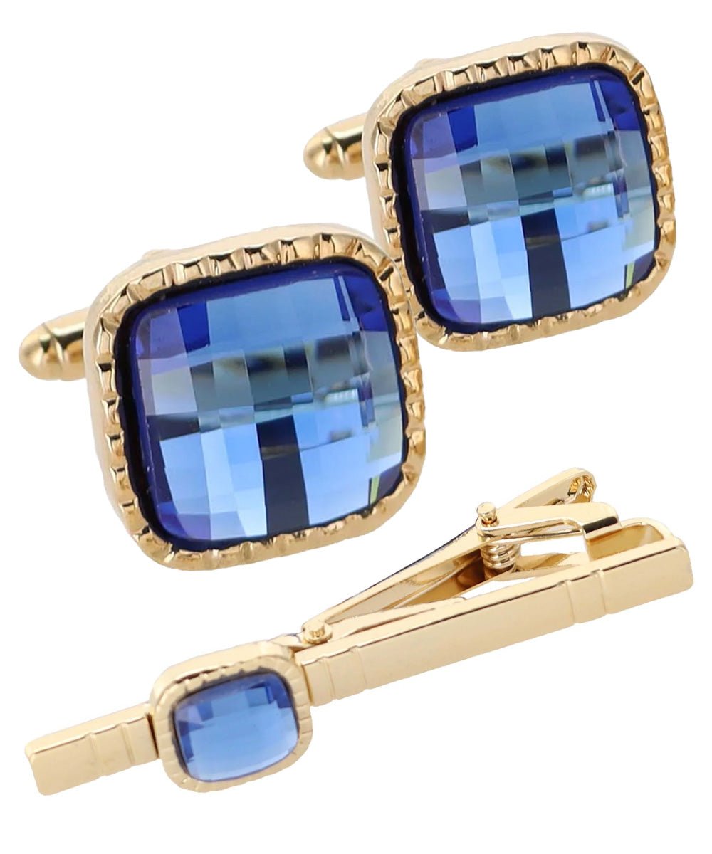 Colorstone Cufflinks & Tie Bar Set in a Box by Vittorio Vico (cs - 051 - g) for Independent Retail Stores by Dubal Brothers