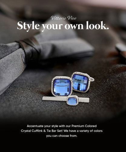 Colorstone Cufflinks & Tie Bar Set in a Box by Vittorio Vico (cs - 051 - s) for Independent Retail Stores by Dubal Brothers