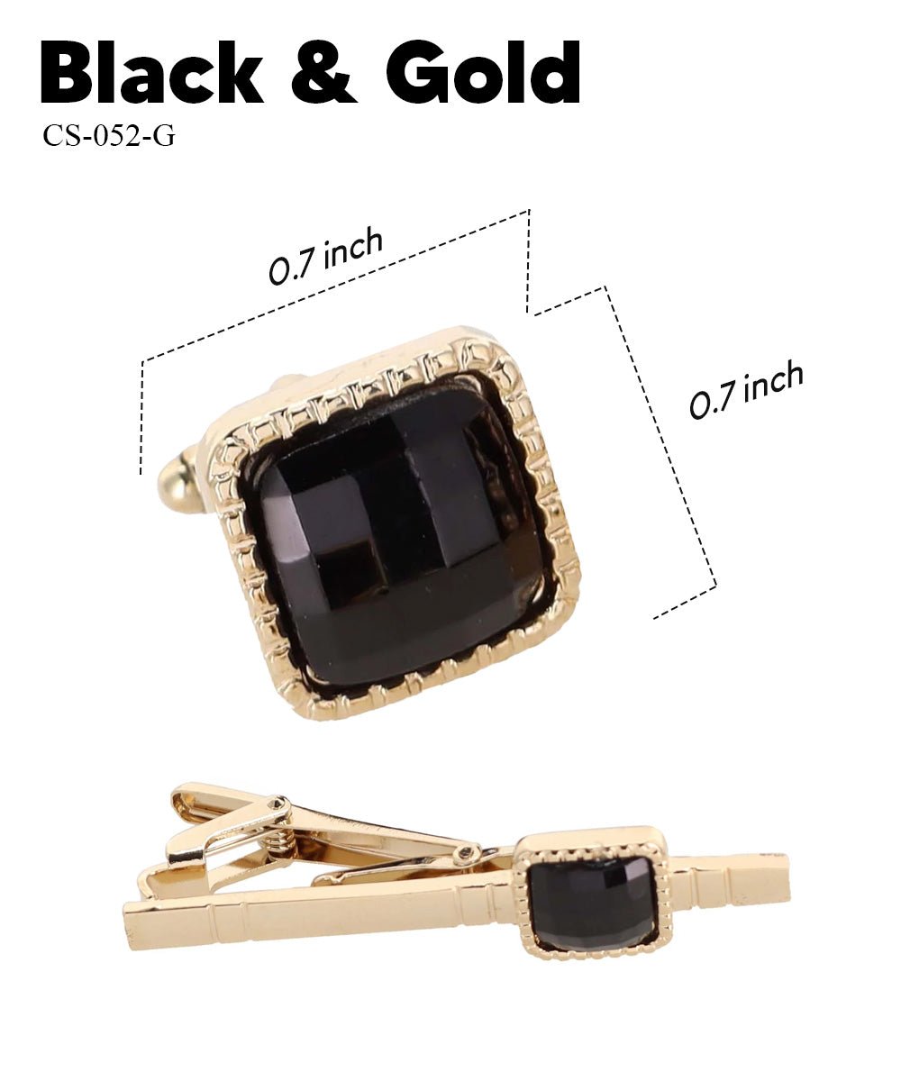 Colorstone Cufflinks & Tie Bar Set in a Box by Vittorio Vico (cs - 052 - g) for Independent Retail Stores by Dubal Brothers