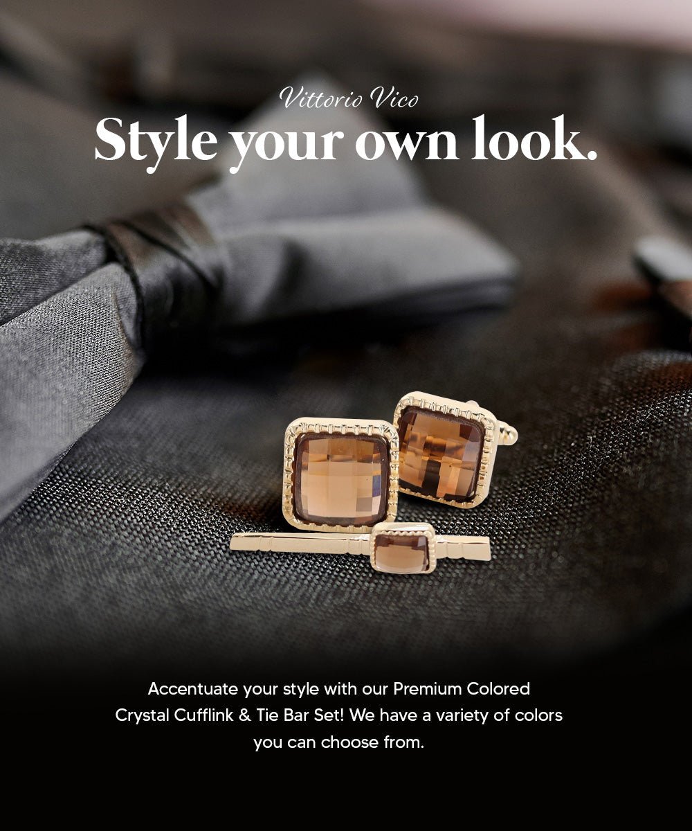 Colorstone Cufflinks & Tie Bar Set in a Box by Vittorio Vico (cs - 053 - g) for Independent Retail Stores by Dubal Brothers