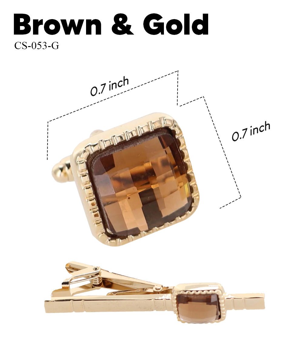 Colorstone Cufflinks & Tie Bar Set in a Box by Vittorio Vico (cs - 053 - g) for Independent Retail Stores by Dubal Brothers