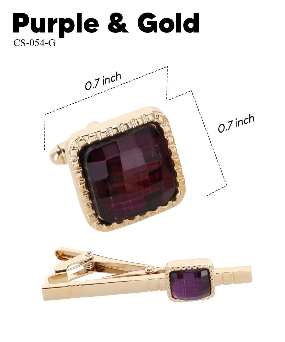 Colorstone Cufflinks & Tie Bar Set in a Box by Vittorio Vico (cs - 054 - g) for Independent Retail Stores by Dubal Brothers