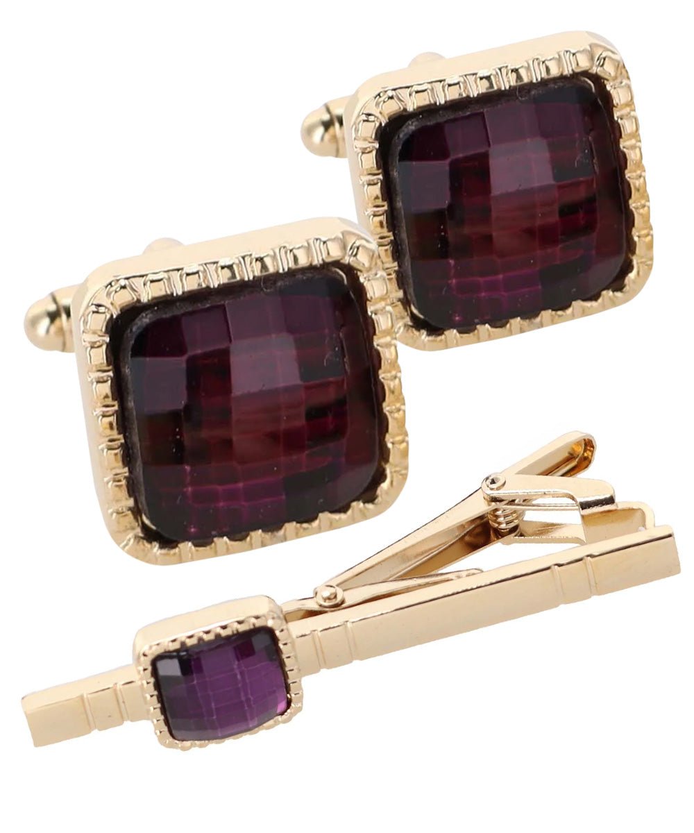 Colorstone Cufflinks & Tie Bar Set in a Box by Vittorio Vico (cs - 054 - g) for Independent Retail Stores by Dubal Brothers