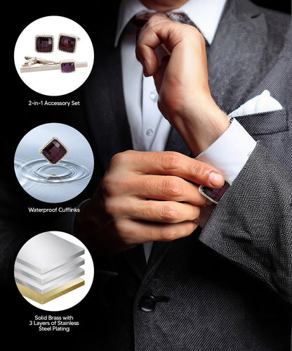 Colorstone Cufflinks & Tie Bar Set in a Box by Vittorio Vico (cs - 054 - s) for Independent Retail Stores by Dubal Brothers