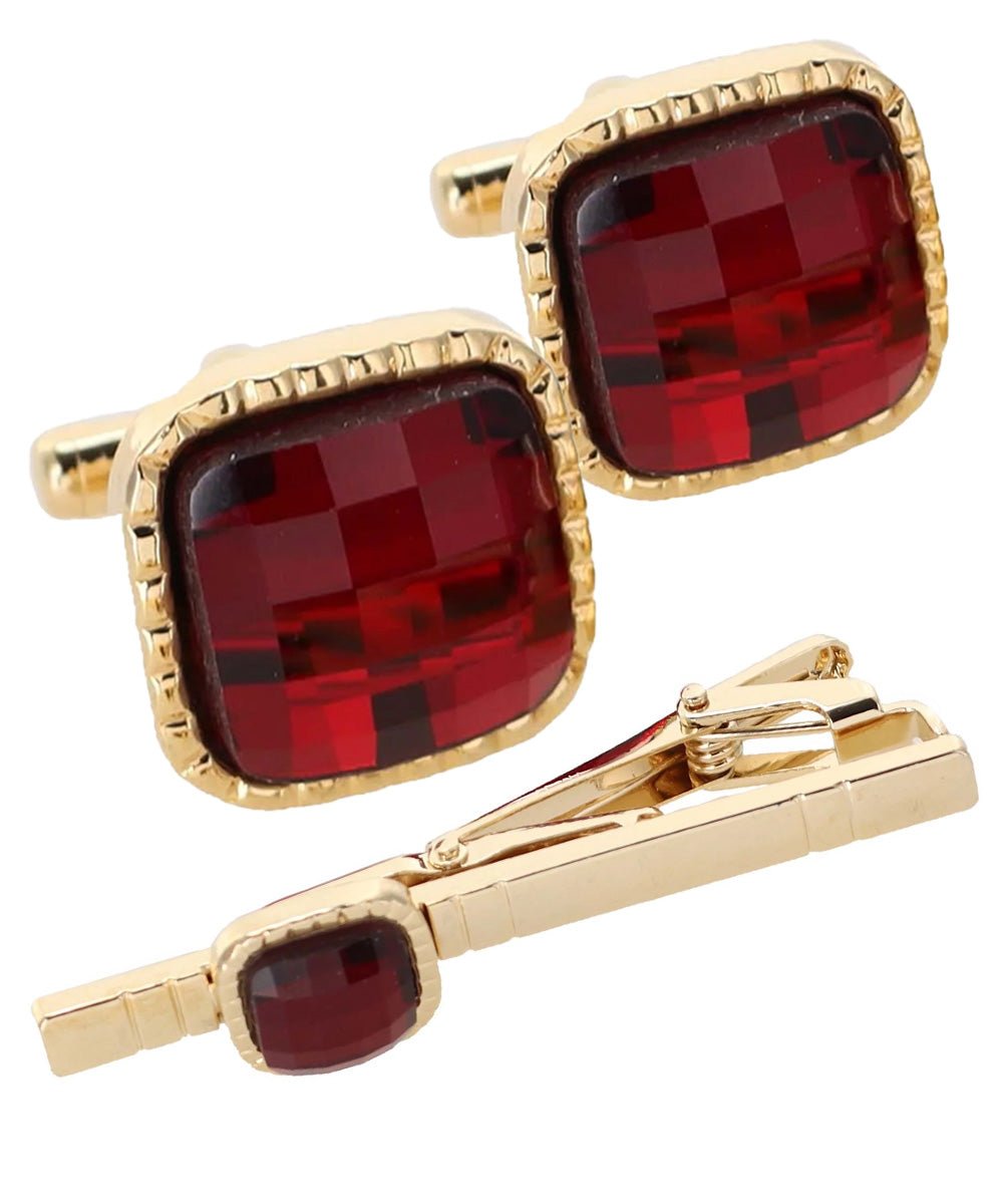 Colorstone Cufflinks & Tie Bar Set in a Box by Vittorio Vico (cs - 055 - g) for Independent Retail Stores by Dubal Brothers