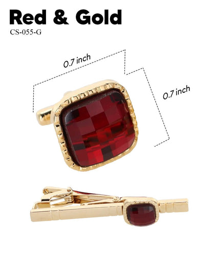 Colorstone Cufflinks & Tie Bar Set in a Box by Vittorio Vico (cs - 055 - g) for Independent Retail Stores by Dubal Brothers