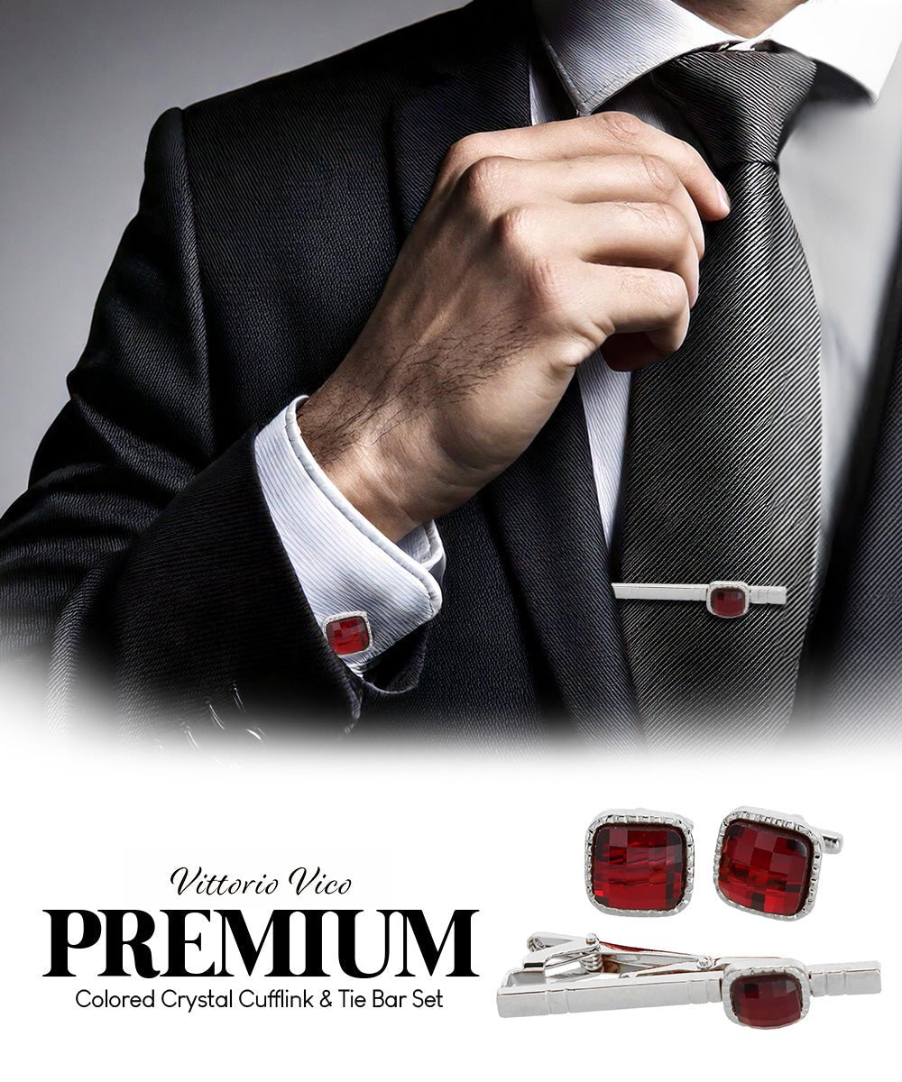 Colorstone Cufflinks & Tie Bar Set in a Box by Vittorio Vico (cs - 055 - s) for Independent Retail Stores by Dubal Brothers