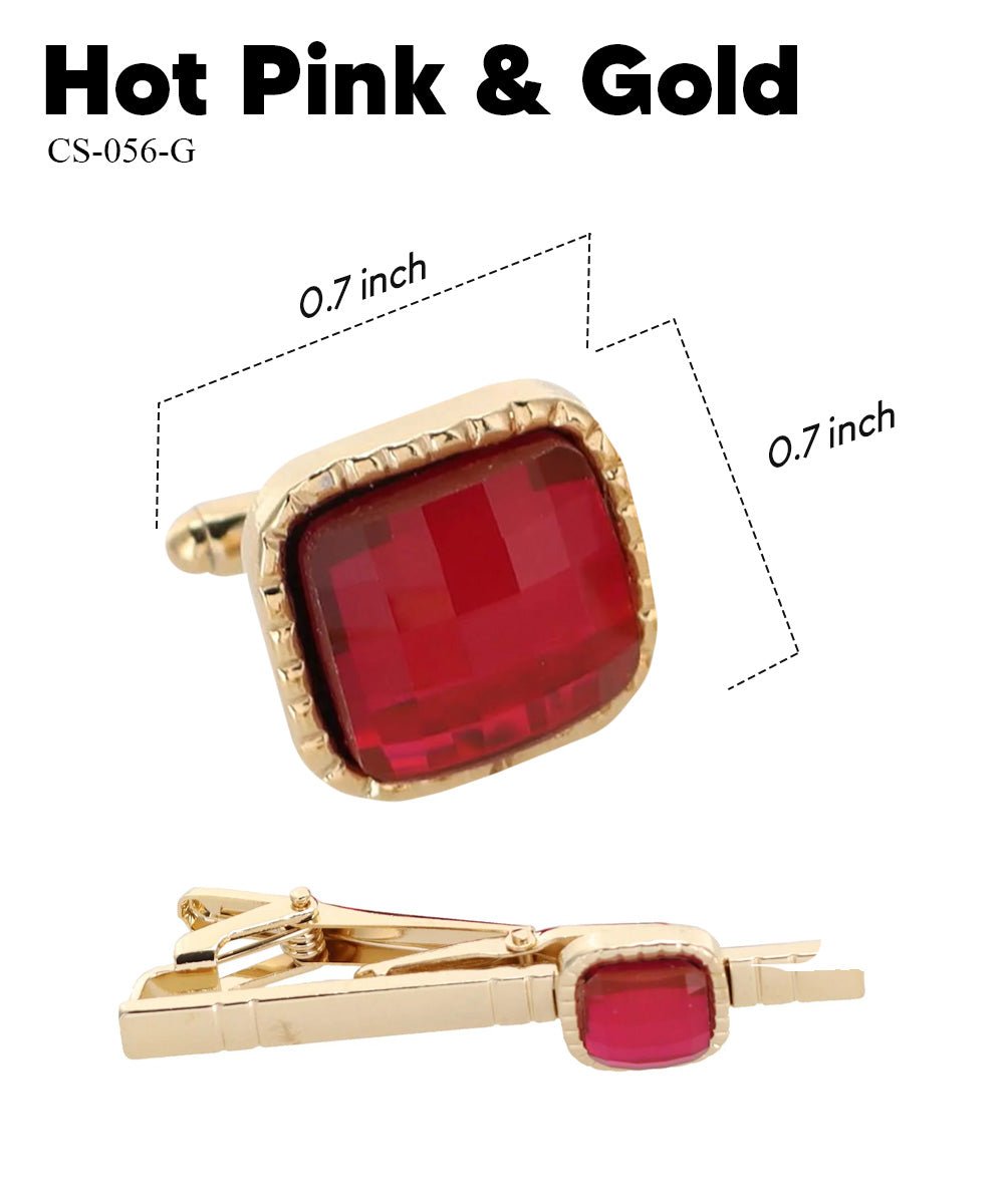 Colorstone Cufflinks & Tie Bar Set in a Box by Vittorio Vico (cs - 056 - g) for Independent Retail Stores by Dubal Brothers