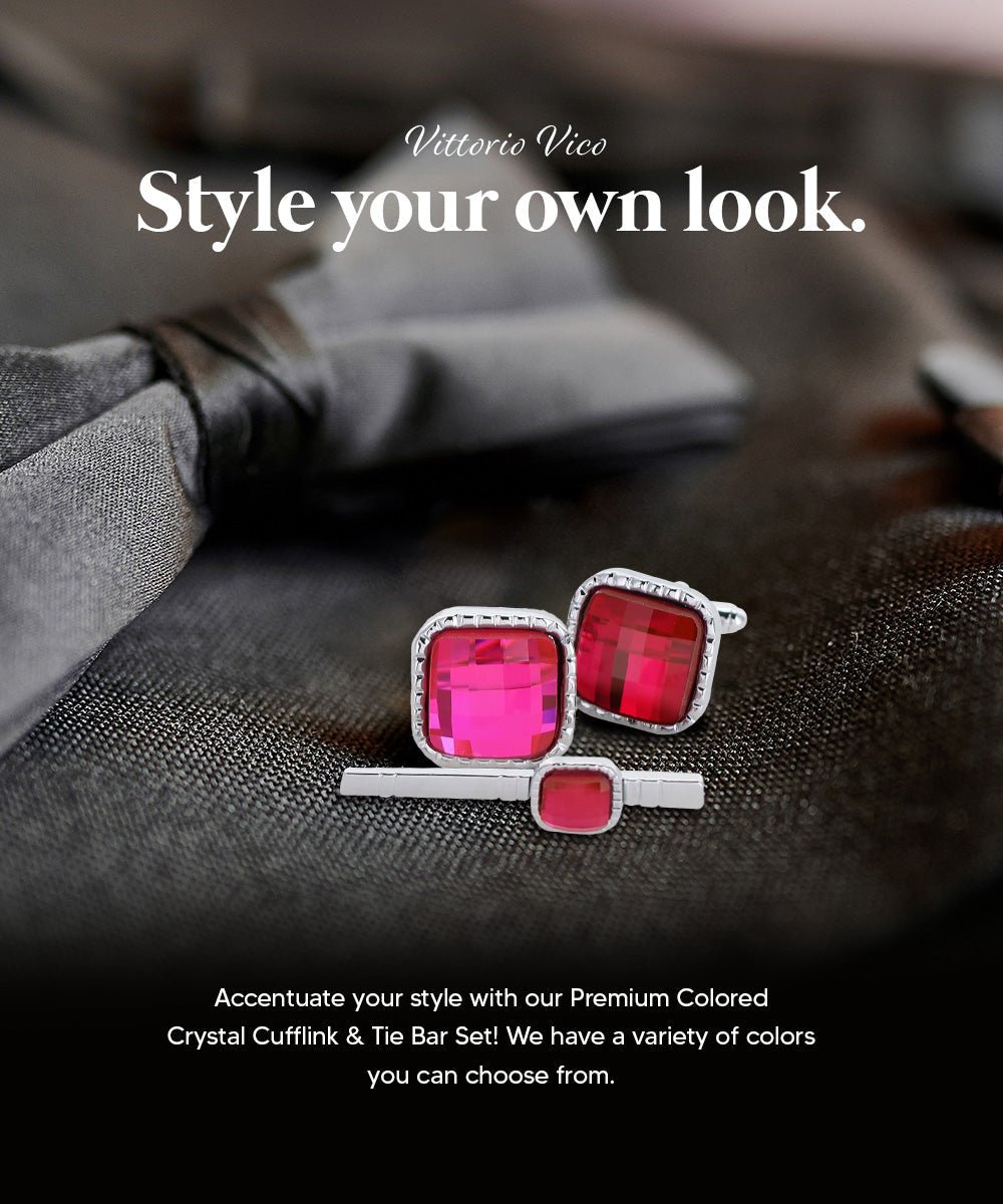Colorstone Cufflinks & Tie Bar Set in a Box by Vittorio Vico (cs - 056 - s) for Independent Retail Stores by Dubal Brothers