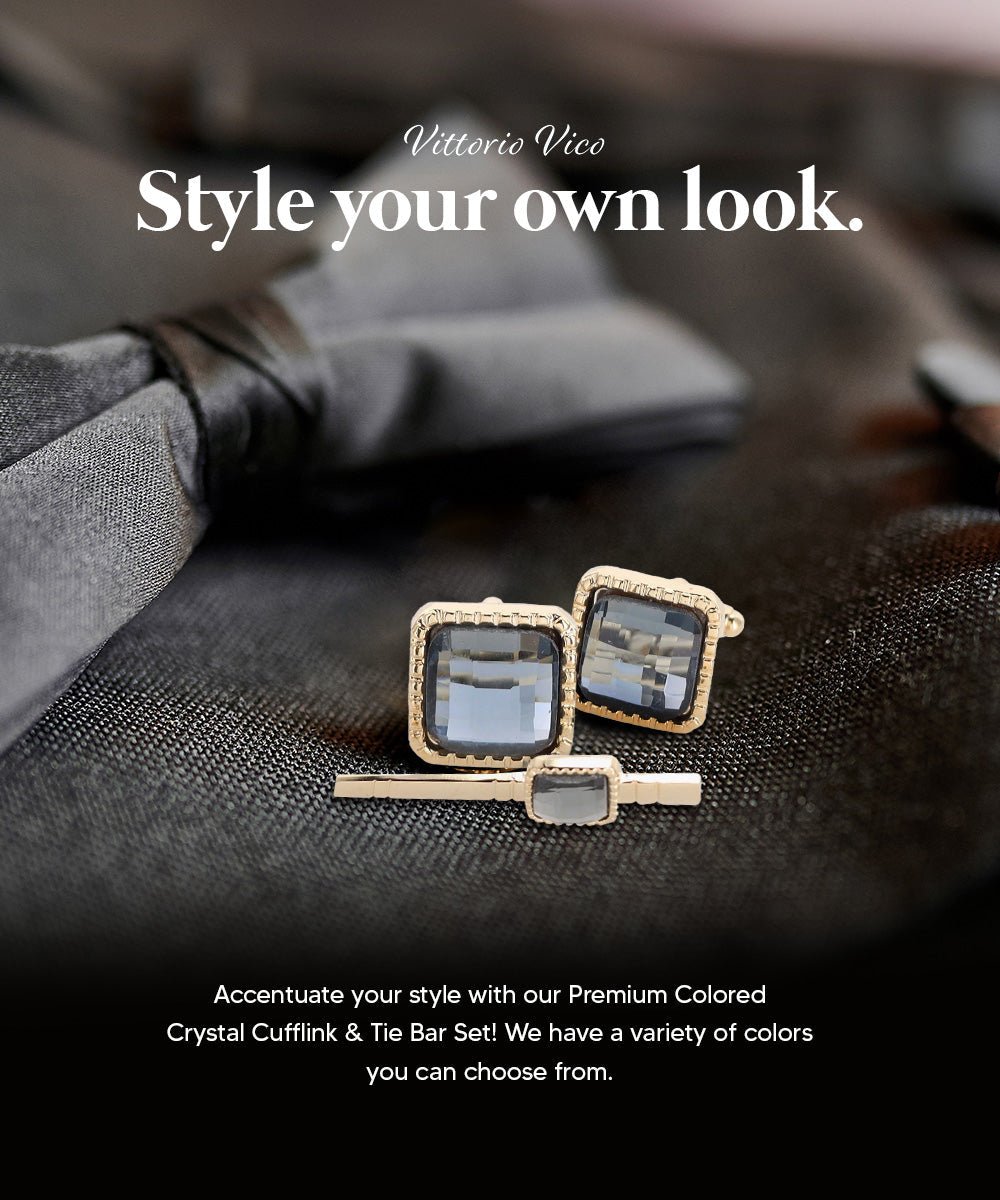 Colorstone Cufflinks & Tie Bar Set in a Box by Vittorio Vico (cs - 057 - g) for Independent Retail Stores by Dubal Brothers