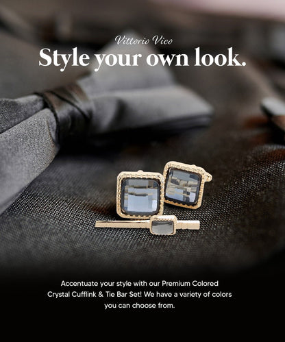 Colorstone Cufflinks & Tie Bar Set in a Box by Vittorio Vico (cs - 057 - g) for Independent Retail Stores by Dubal Brothers