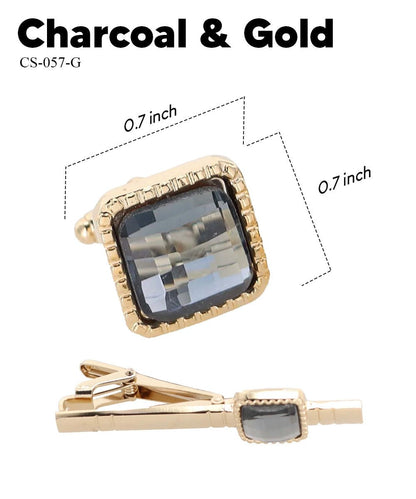 Colorstone Cufflinks & Tie Bar Set in a Box by Vittorio Vico (cs - 057 - g) for Independent Retail Stores by Dubal Brothers