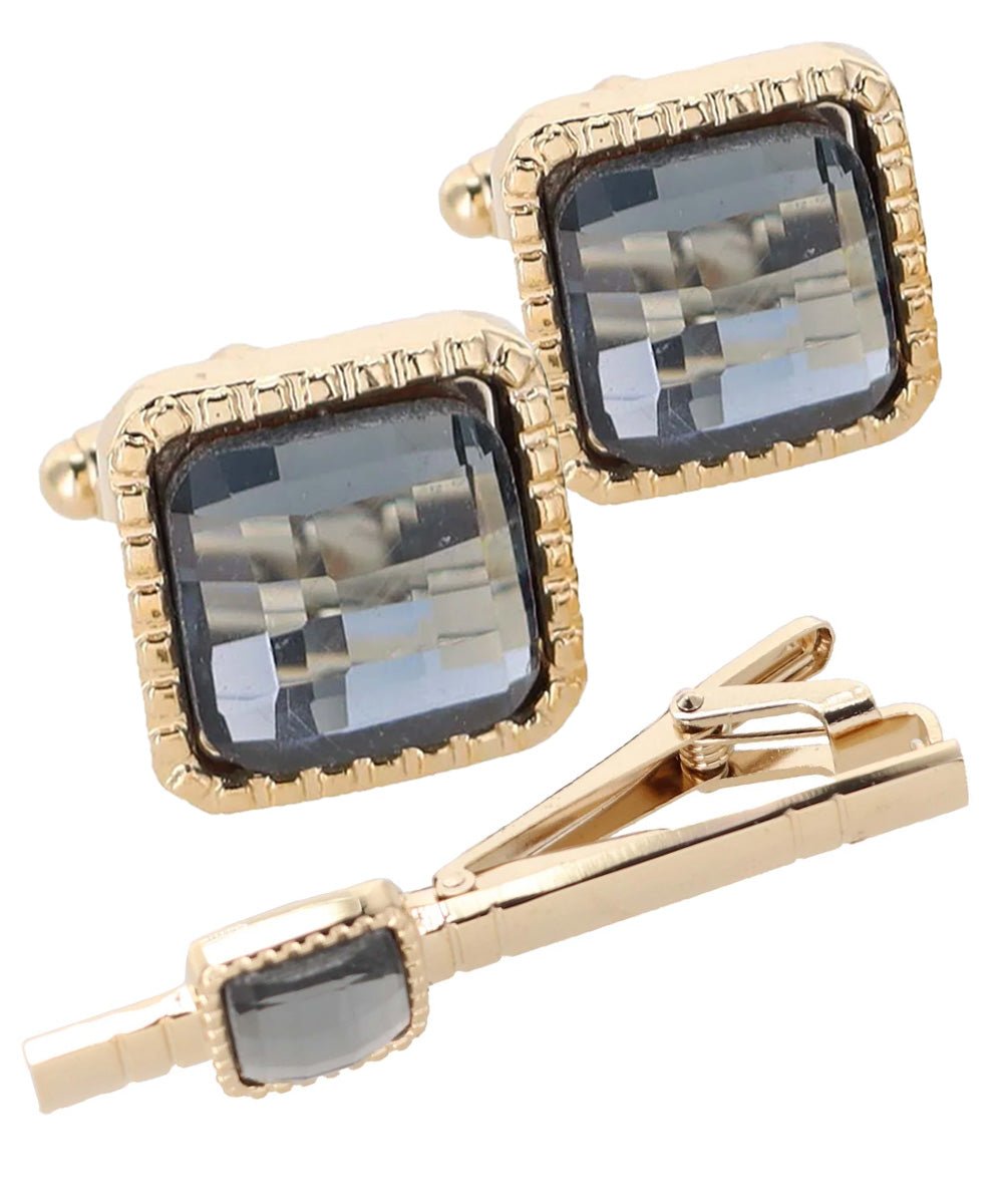 Colorstone Cufflinks & Tie Bar Set in a Box by Vittorio Vico (cs - 057 - g) for Independent Retail Stores by Dubal Brothers