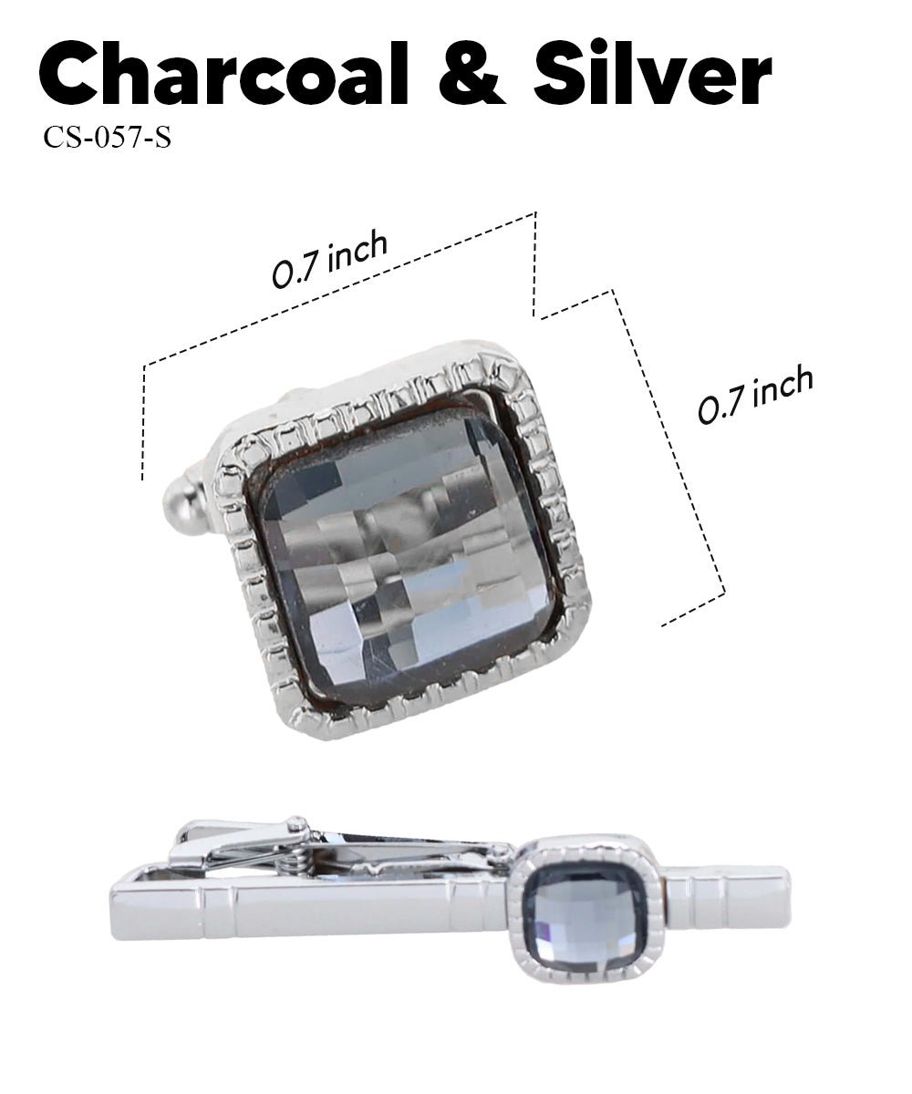 Colorstone Cufflinks & Tie Bar Set in a Box by Vittorio Vico (cs - 057 - s) for Independent Retail Stores by Dubal Brothers