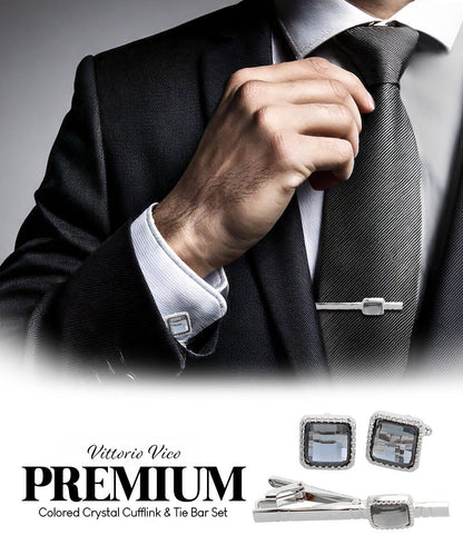 Colorstone Cufflinks & Tie Bar Set in a Box by Vittorio Vico (cs - 057 - s) for Independent Retail Stores by Dubal Brothers