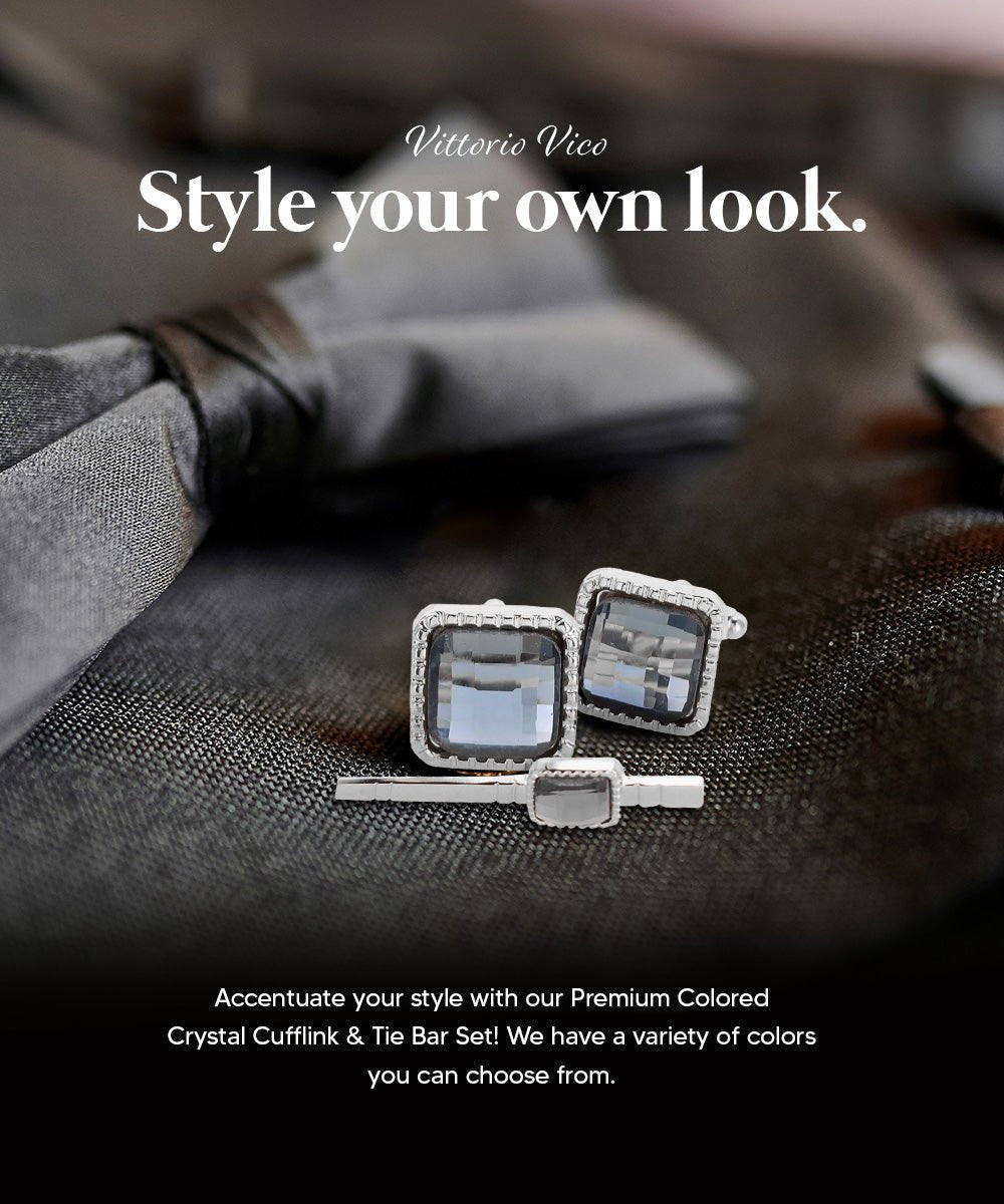 Colorstone Cufflinks & Tie Bar Set in a Box by Vittorio Vico (cs - 057 - s) for Independent Retail Stores by Dubal Brothers