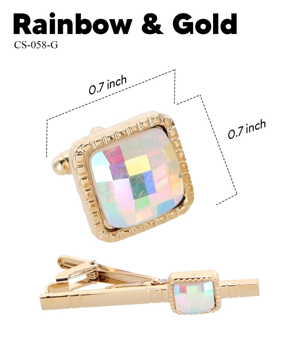 Colorstone Cufflinks & Tie Bar Set in a Box by Vittorio Vico (cs - 058 - g) for Independent Retail Stores by Dubal Brothers