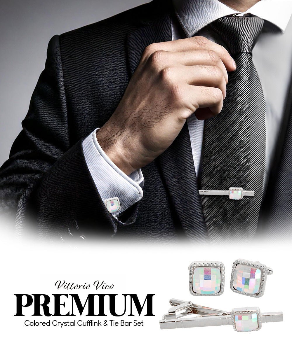Colorstone Cufflinks & Tie Bar Set in a Box by Vittorio Vico (cs - 058 - s) for Independent Retail Stores by Dubal Brothers