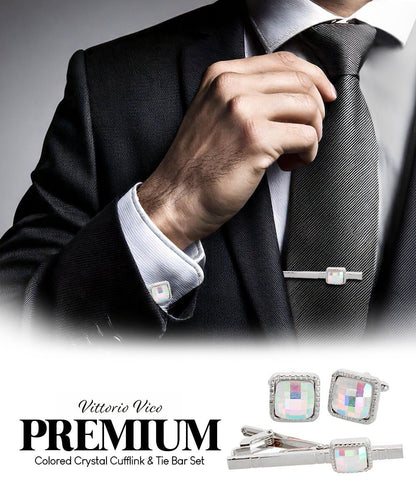 Colorstone Cufflinks & Tie Bar Set in a Box by Vittorio Vico (cs - 058 - s) for Independent Retail Stores by Dubal Brothers
