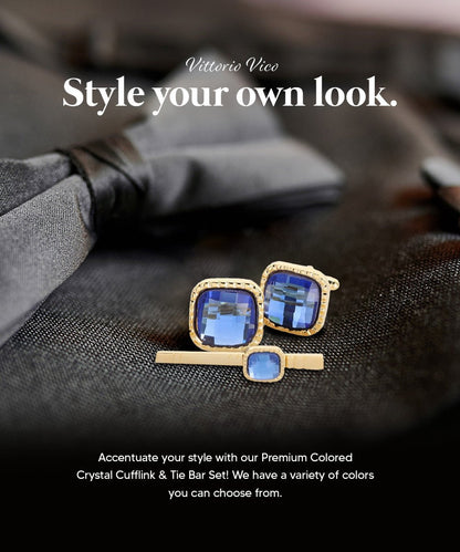Colorstone Cufflinks & Tie Bar Set in a Box by Vittorio Vico (cs - 060 - g) for Independent Retail Stores by Dubal Brothers