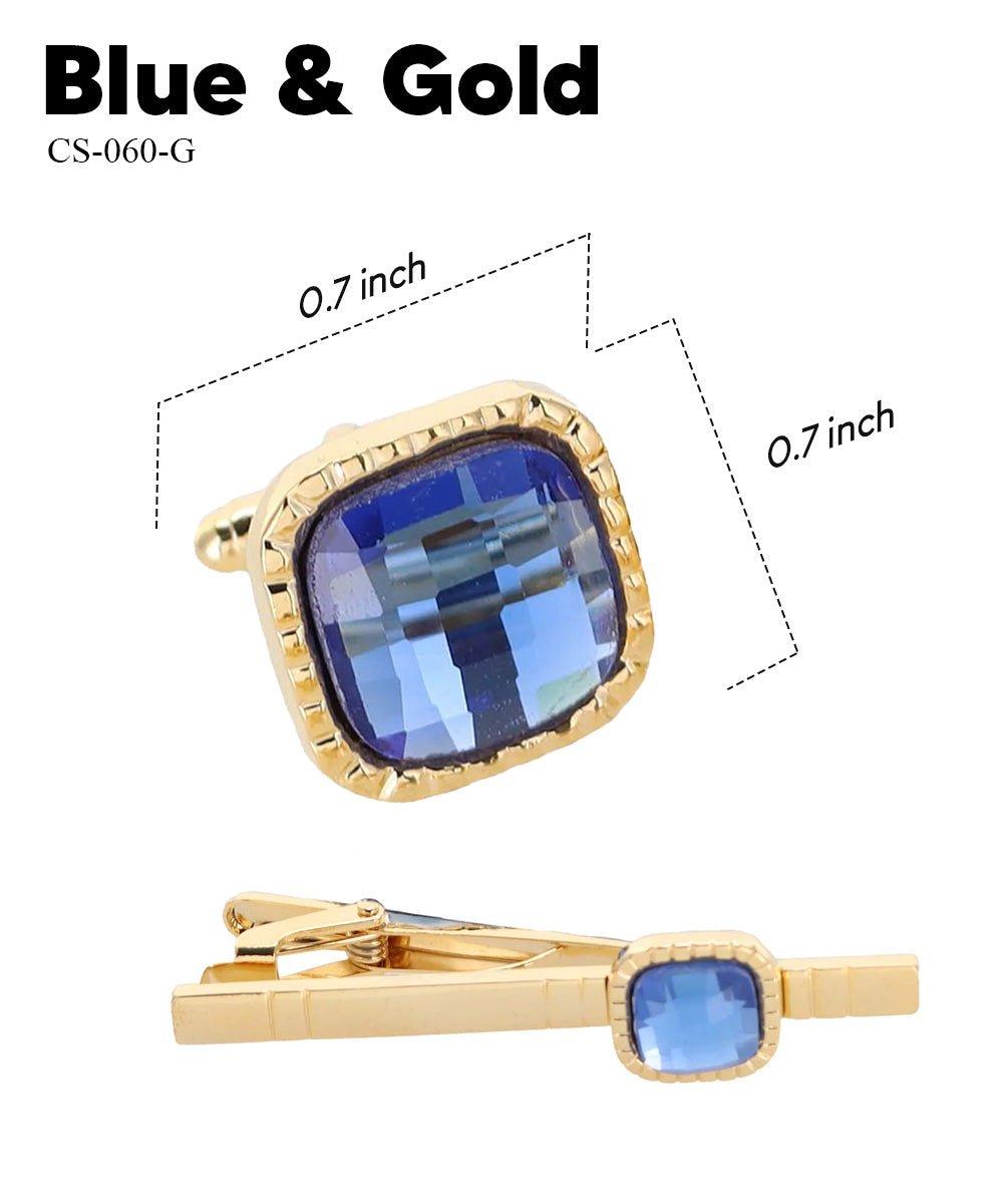 Colorstone Cufflinks & Tie Bar Set in a Box by Vittorio Vico (cs - 060 - g) for Independent Retail Stores by Dubal Brothers