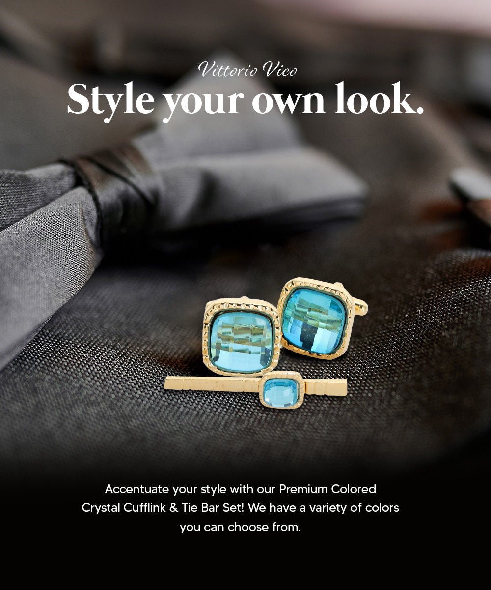 Colorstone Cufflinks & Tie Bar Set in a Box by Vittorio Vico (cs - 061 - g) for Independent Retail Stores by Dubal Brothers
