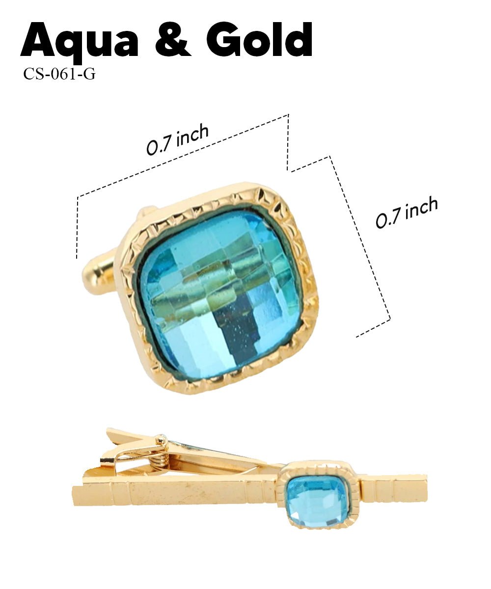 Colorstone Cufflinks & Tie Bar Set in a Box by Vittorio Vico (cs - 061 - g) for Independent Retail Stores by Dubal Brothers