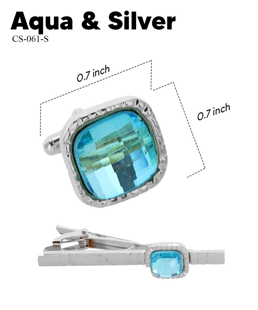 Colorstone Cufflinks & Tie Bar Set in a Box by Vittorio Vico (cs - 061 - s) for Independent Retail Stores by Dubal Brothers