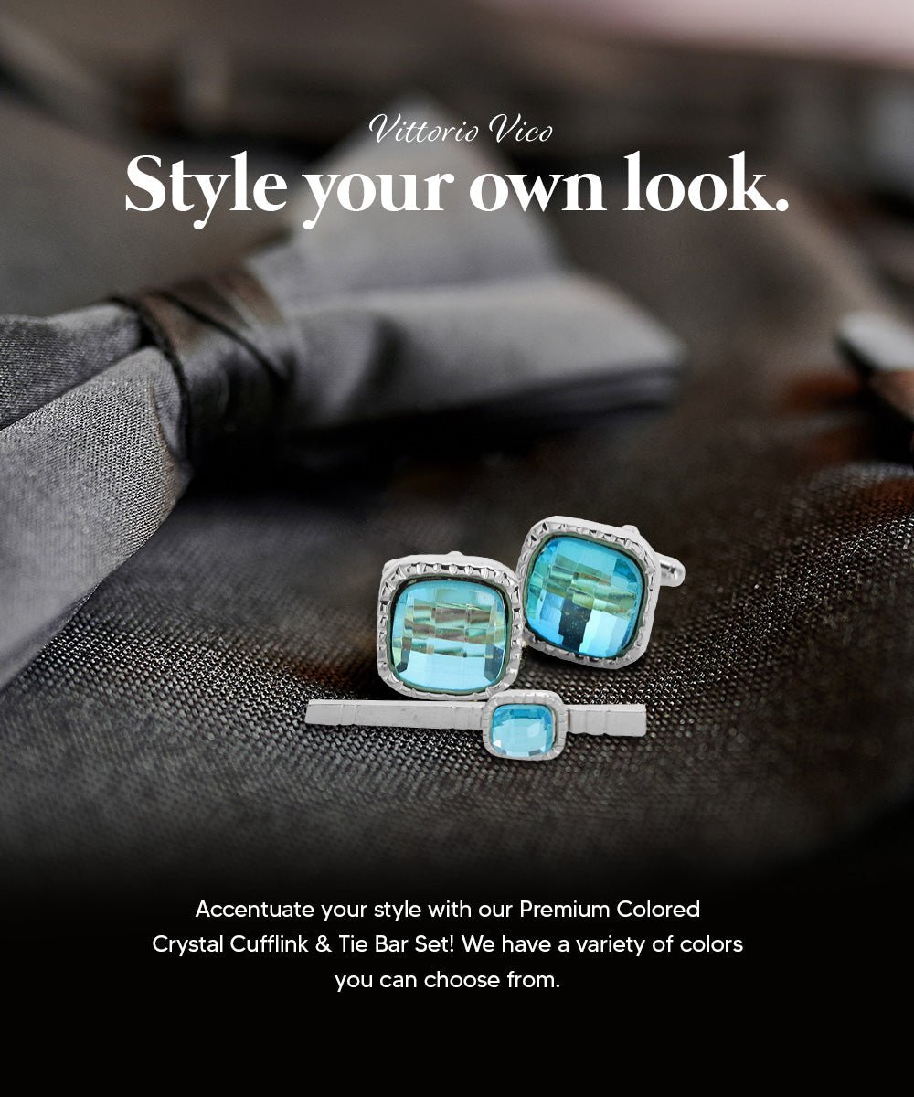 Colorstone Cufflinks & Tie Bar Set in a Box by Vittorio Vico (cs - 061 - s) for Independent Retail Stores by Dubal Brothers