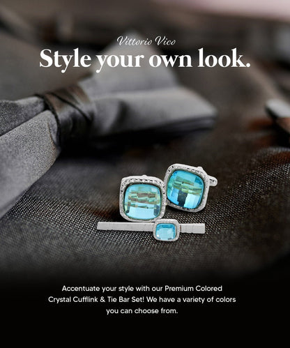 Colorstone Cufflinks & Tie Bar Set in a Box by Vittorio Vico (cs - 061 - s) for Independent Retail Stores by Dubal Brothers
